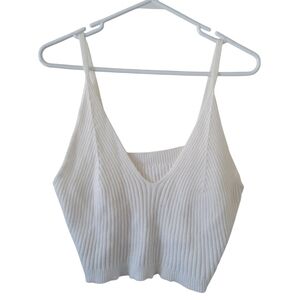 Whited Ribbed V Neck Crop Top